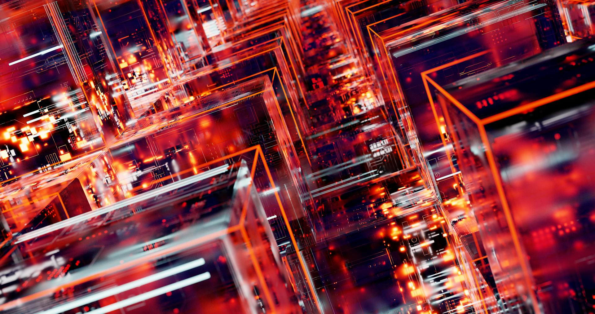 Abstracte digitale blokken met warme LED-verlichting